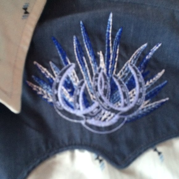 MWG Johnny West Western Shirt Small Blue Xtra Long Tails Pearl Snap Long Sleeve - Picture 4 of 8